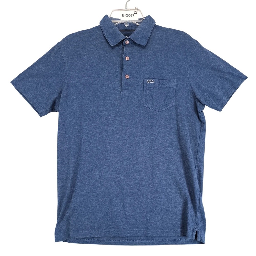 Fish Hippie Co Blue Polo Shirt Mens M Pocket Embroidered Logo Coastal Summer